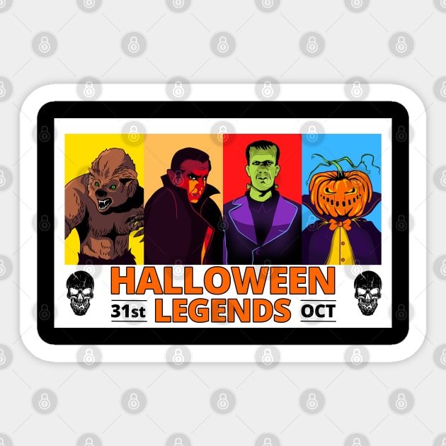 Halloween Legends - Classic Halloween Monsters Sticker by Ashley-Bee